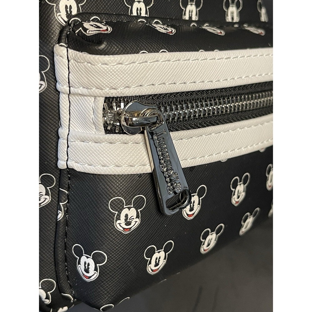 Disney Parks Loungefly Mickey Mouse Faces Mini Backpack Wristlet Black White NWT - Picture 8 of 11